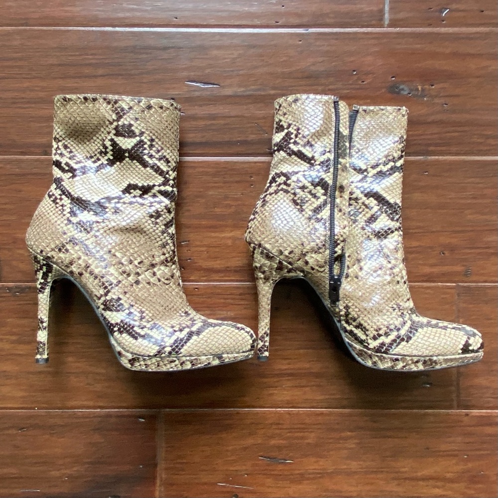 Stuart Weitzman 4” Grey Python Heeled Bootie - image 2